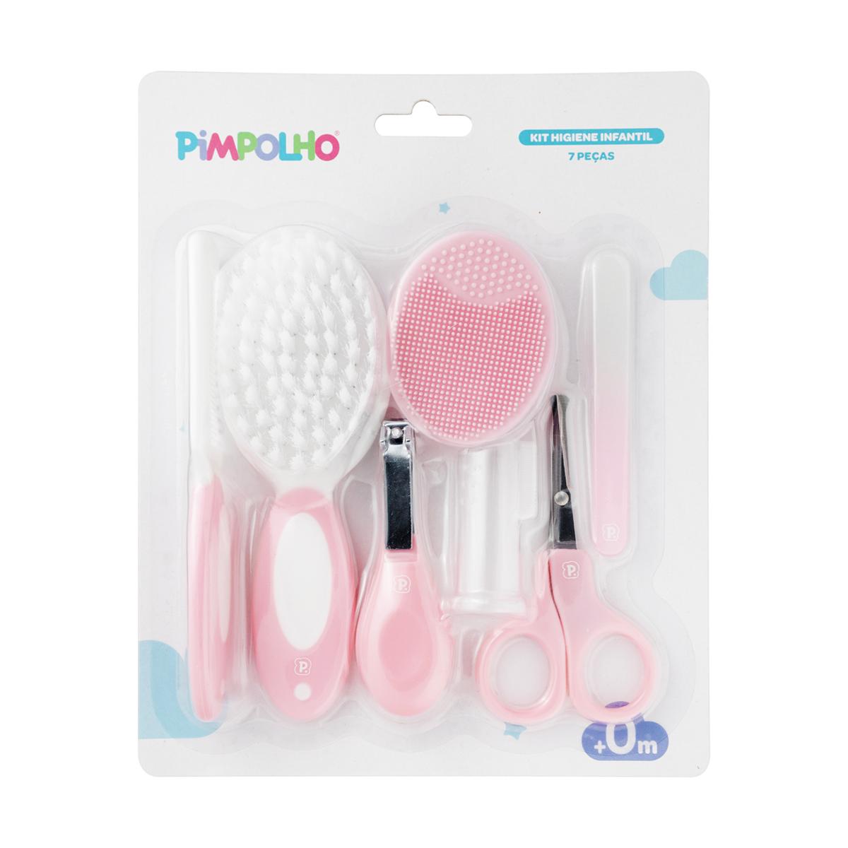 Kit Higiene Cuidados Saúde Bebê 7 Pçs Com Bucha Pimpolho