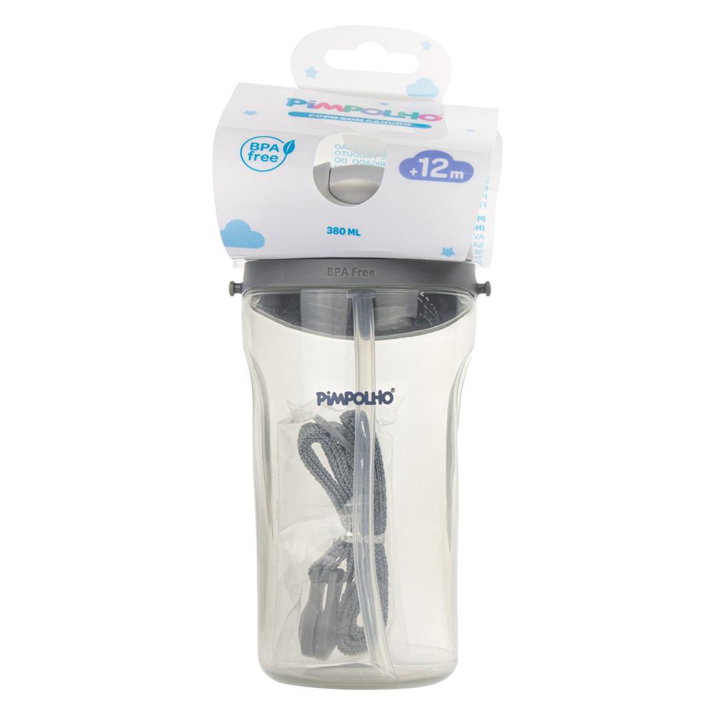 Copo Inclinado Infantil Pimpolho C Canudo Cordinha 380ml
