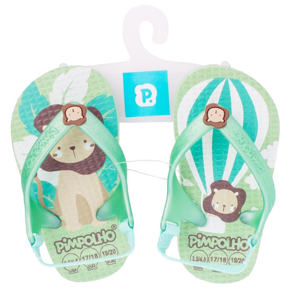 Chinelo Praiana Baby Verde Leão Menino Pimpolho