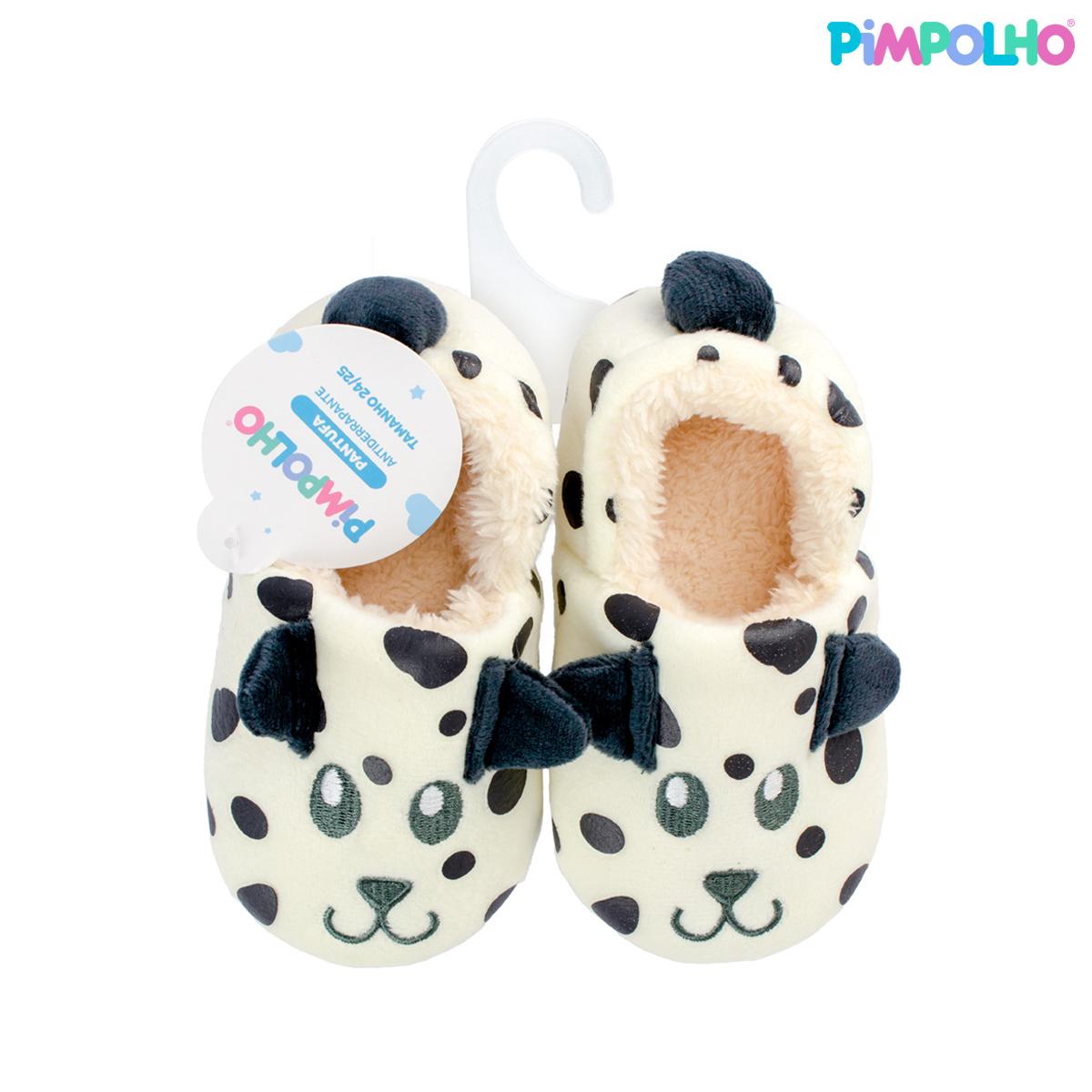 Pantufa Infantil Antiderrapante Pelúcia Dalmata Pimpolho