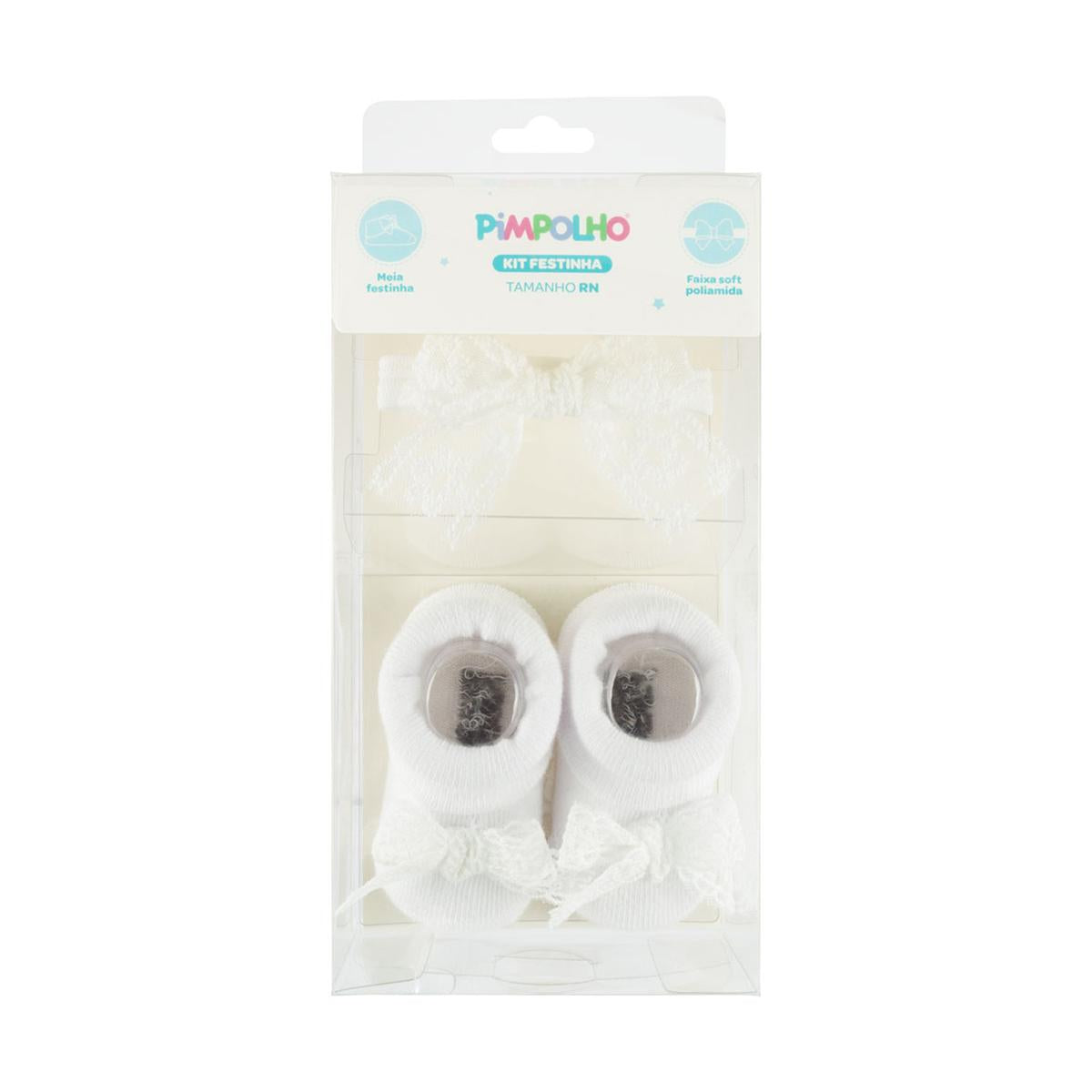Kit Meia Festinha RN Feminino Pimpolho c/ Faixa Soft
