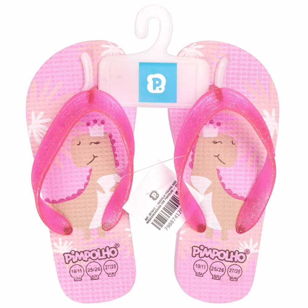 Chinelo Praiana Kids Rosa Dinossaura Menina Pimpolho