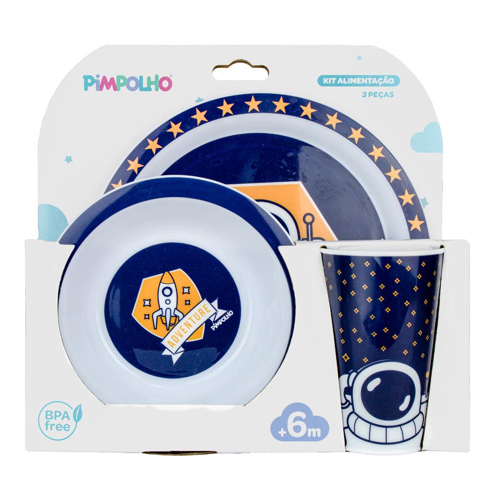 Kit Alimentação Infantil Pimpolho 3 peças Prato Tigela Copo