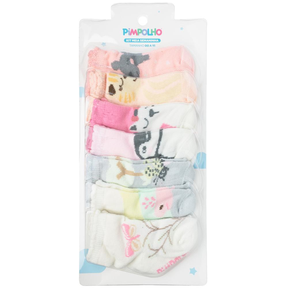 Kit Meia Semaninha Com 7 Prs 00-15 Feminino Pimpolho