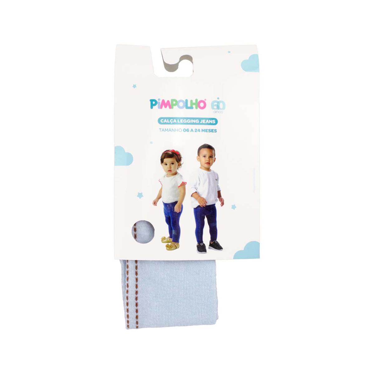 Calça Legging Jeans Infantil Bebê 06 a 24 Meses Pimpolho