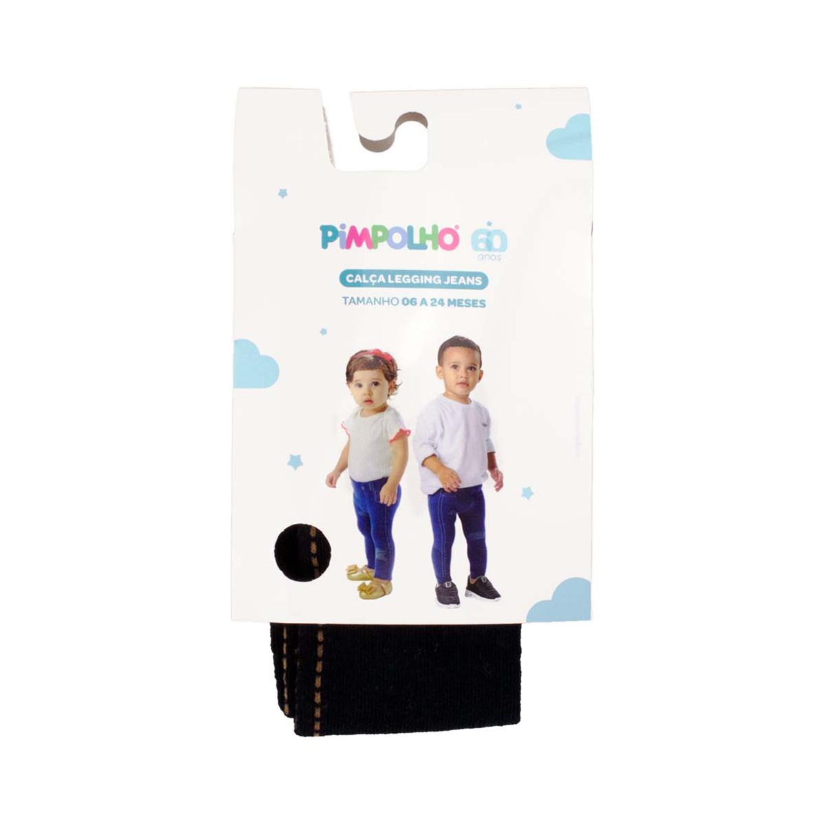 Calça Legging Jeans Infantil Bebê 06 a 24 Meses Pimpolho