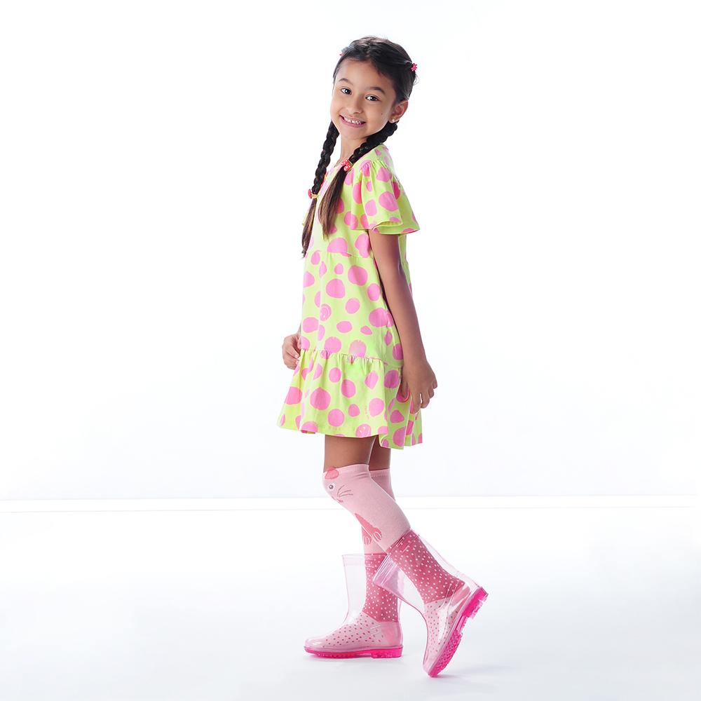 Galocha Infantil Transparente Rosa Feminina Pimpolho