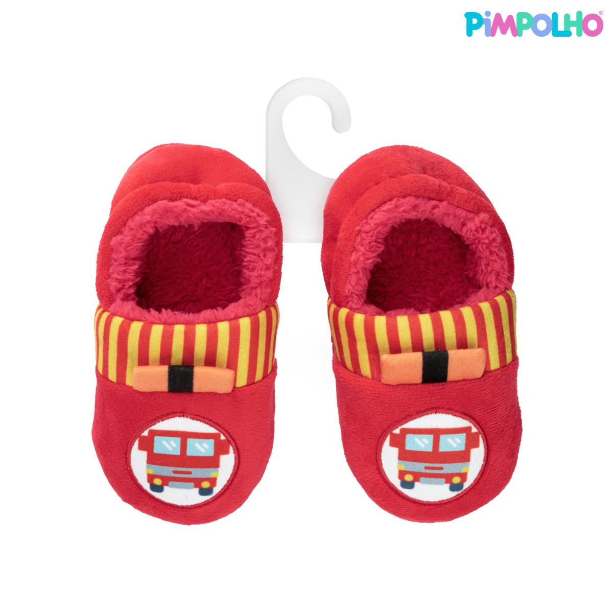 Pantufa Infantil Antiderrapante Pelúcia Bombeiros Pimpolho