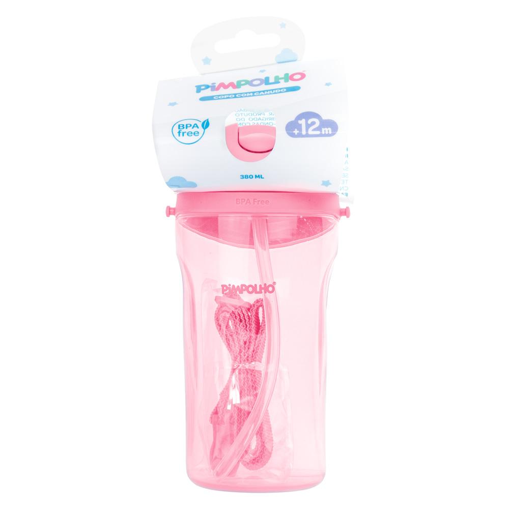 Copo Inclinado Infantil Pimpolho C Canudo Cordinha 380ml