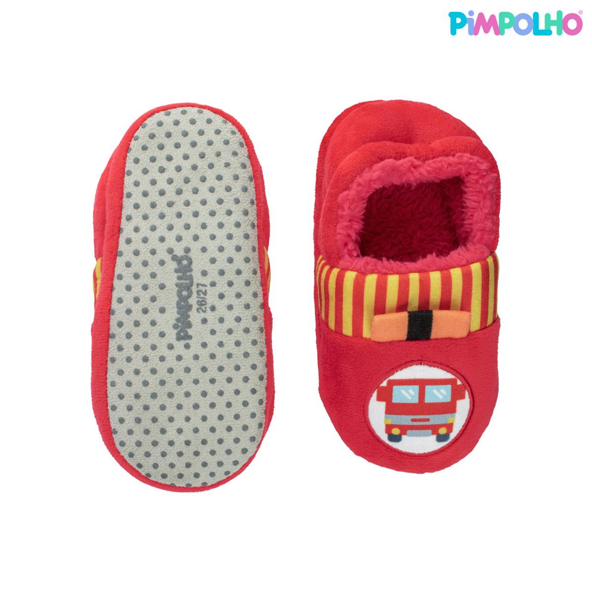 Pantufa Infantil Antiderrapante Pelúcia Bombeiros Pimpolho
