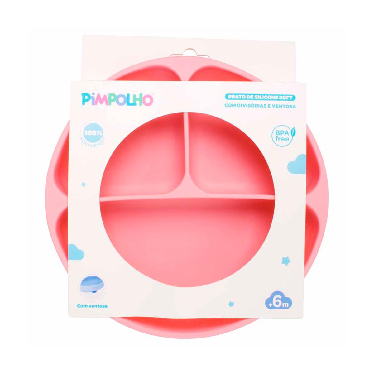 Prato Infantil Silicone Com Divisória Ventosa Soft Pimpolho