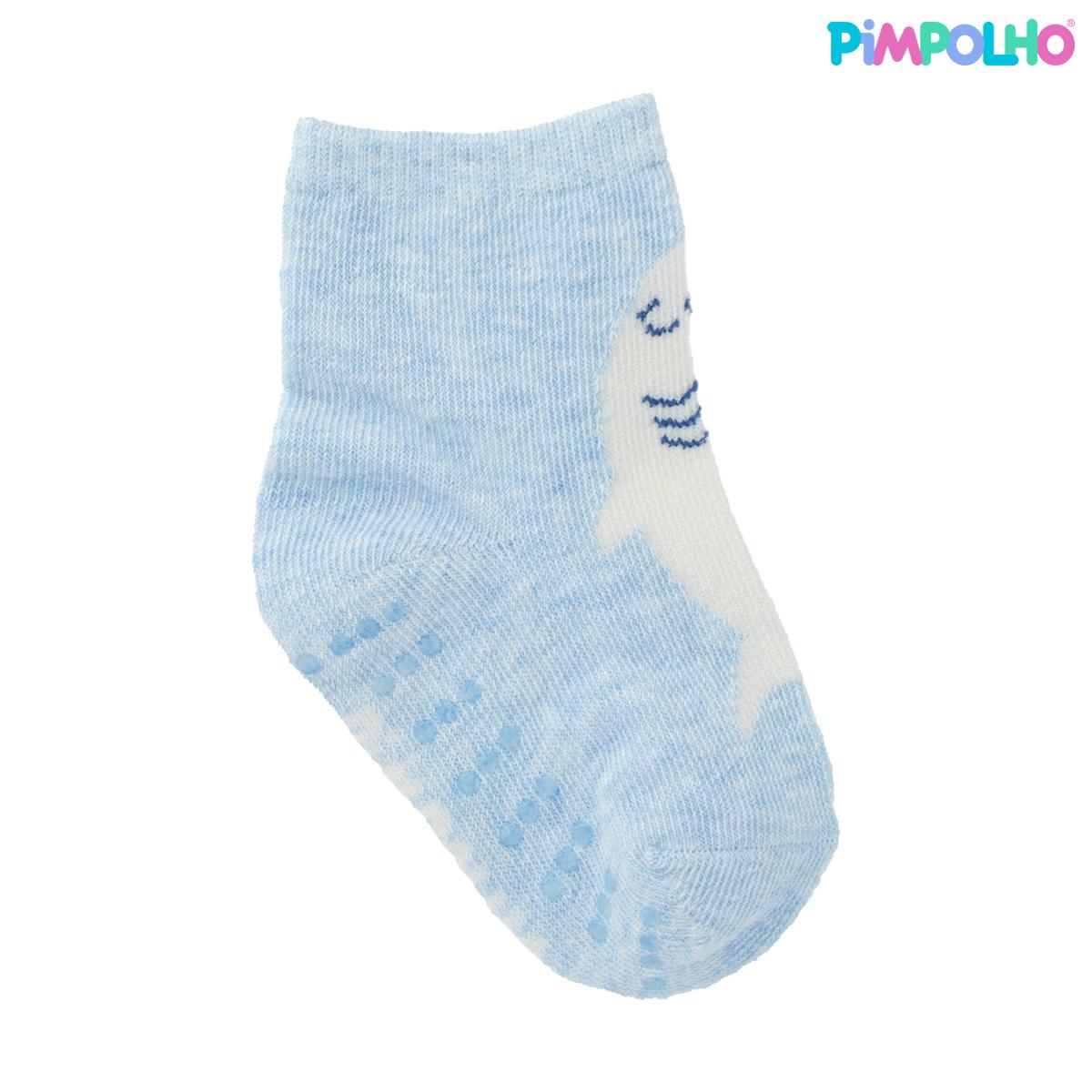 Kit Meia Colorida Antiderrapante 3 Pares Pimpolho
