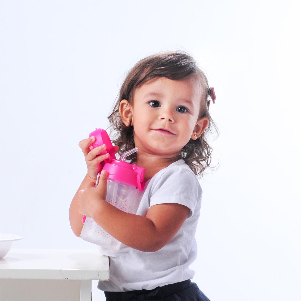 Copo Infantil Com Canudo Silicone 370ml Pimpolho