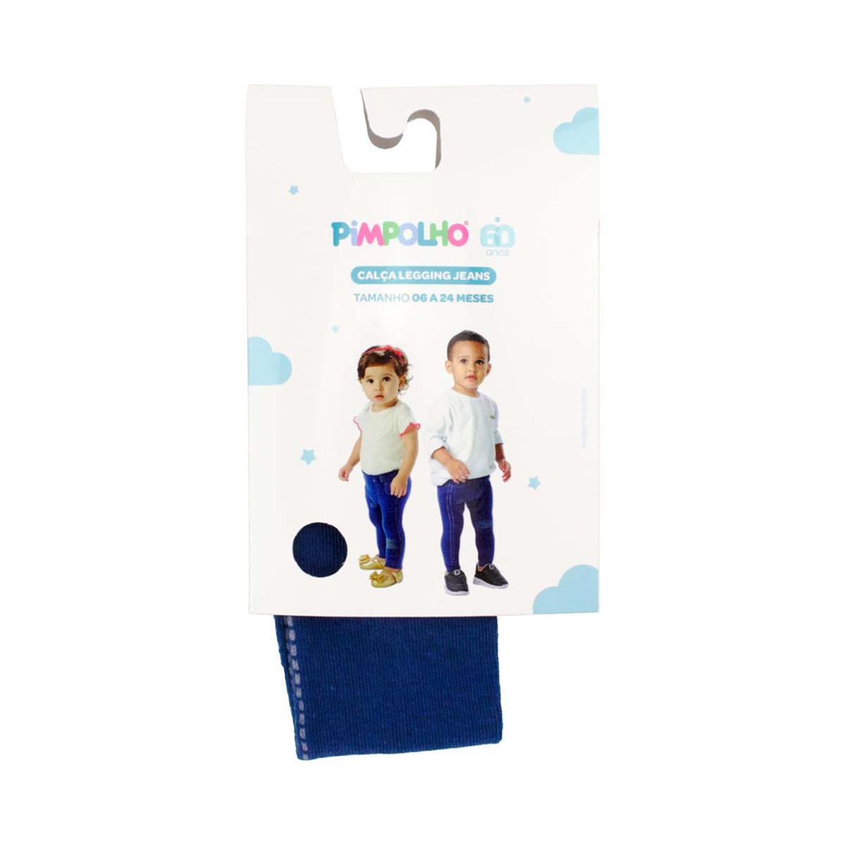 Calça Legging Jeans Infantil Bebê 06 a 24 Meses Pimpolho