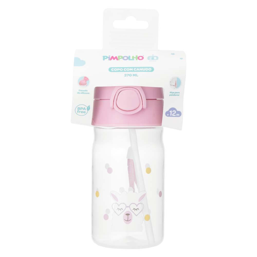 Copo Infantil Com Canudo Silicone 370ml Pimpolho