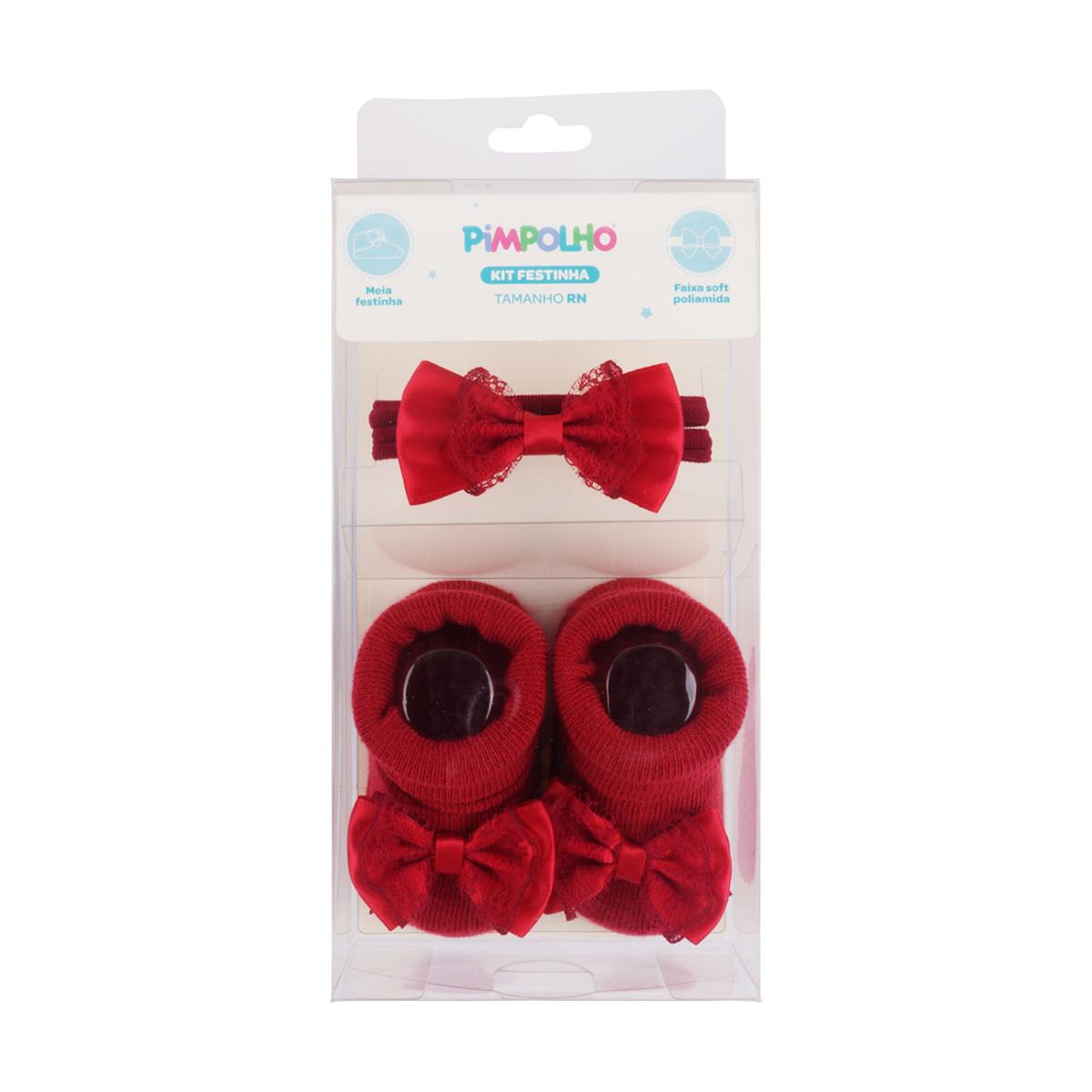 Kit Meia Festinha RN Feminino Pimpolho c/ Faixa Soft