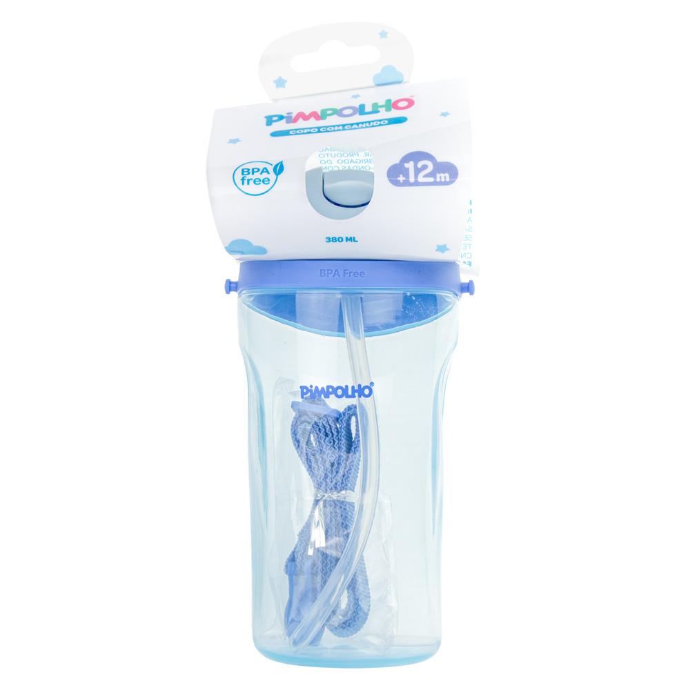 Copo Inclinado Infantil Pimpolho C Canudo Cordinha 380ml