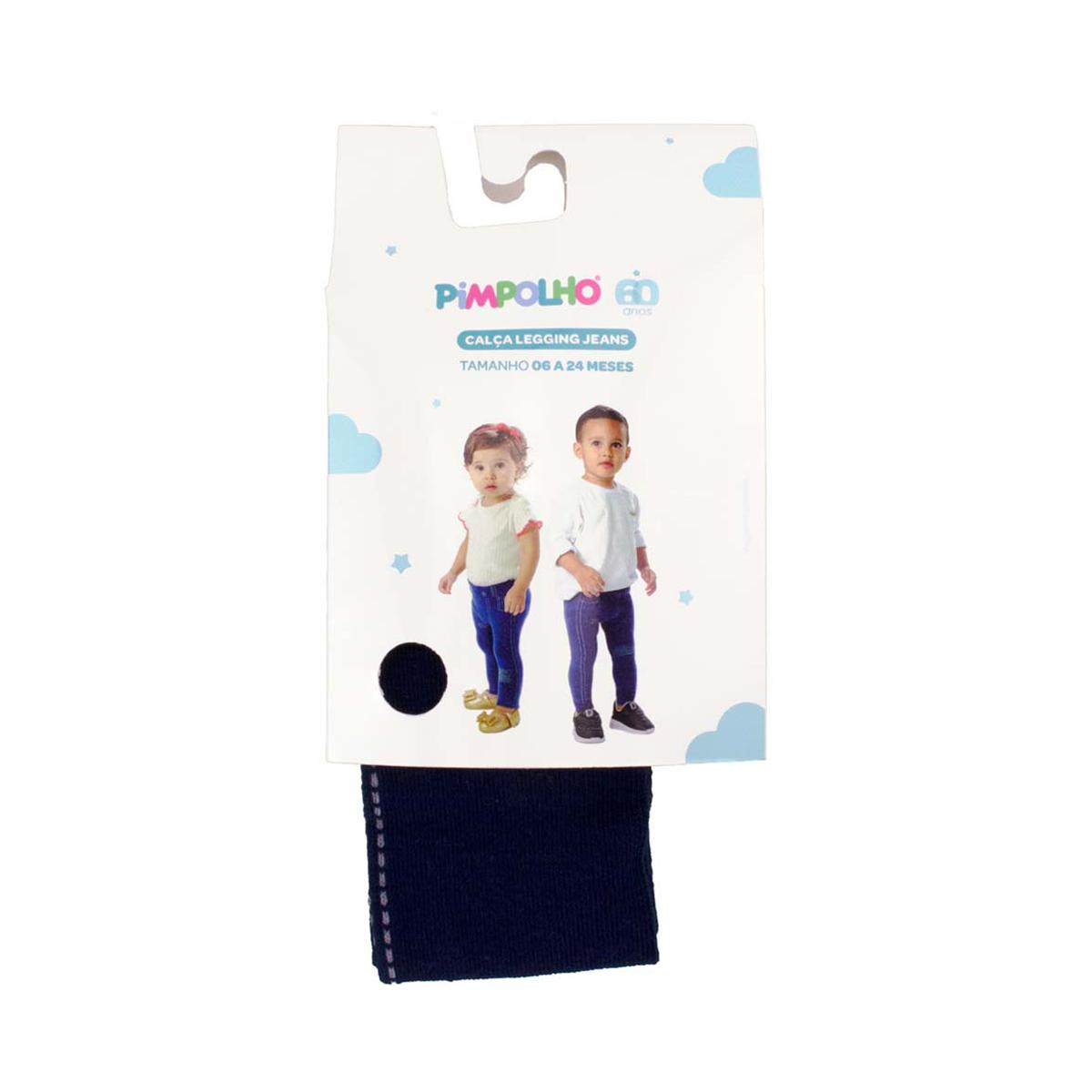 Calça Legging Jeans Infantil Bebê 06 a 24 Meses Pimpolho