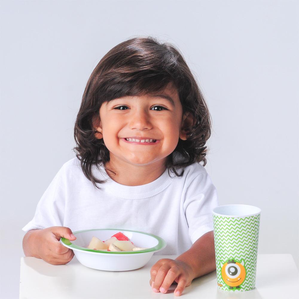 Kit Alimentação Infantil Pimpolho 3 peças Prato Tigela Copo