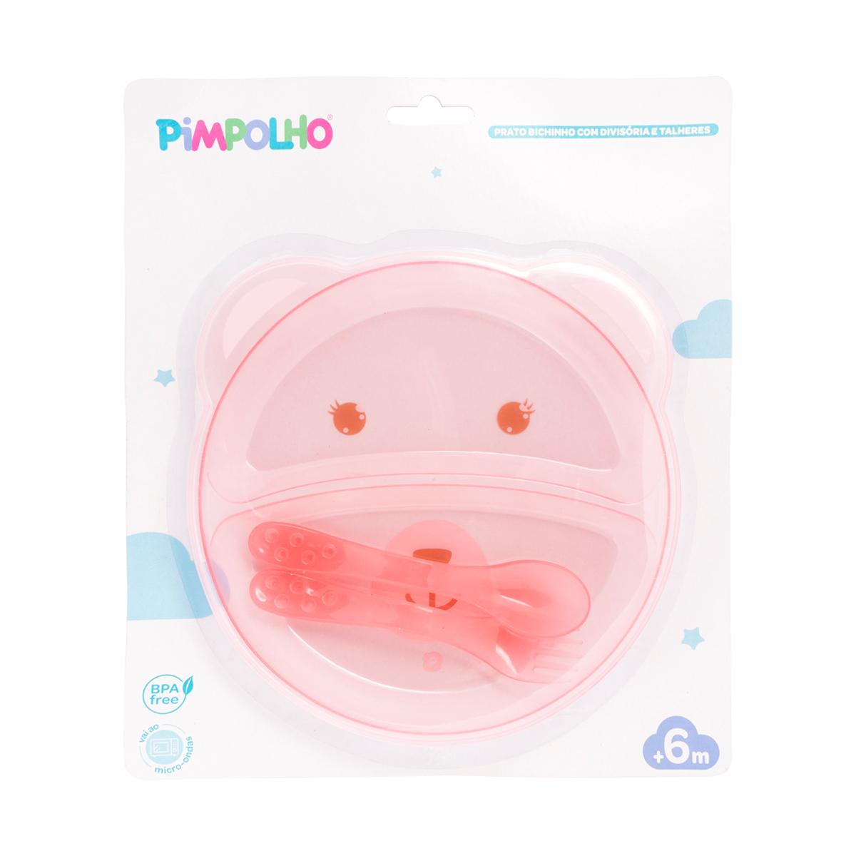 Prato Infantil Bichinho Com Divisória E Talher Pimpolho