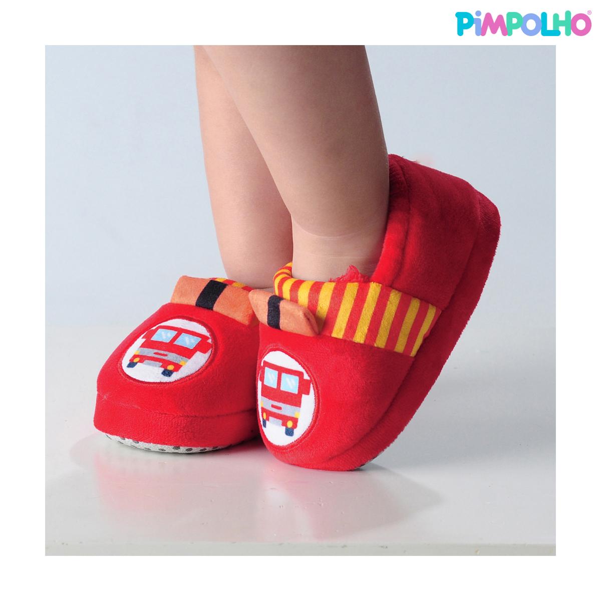 Pantufa Infantil Antiderrapante Pelúcia Bombeiros Pimpolho