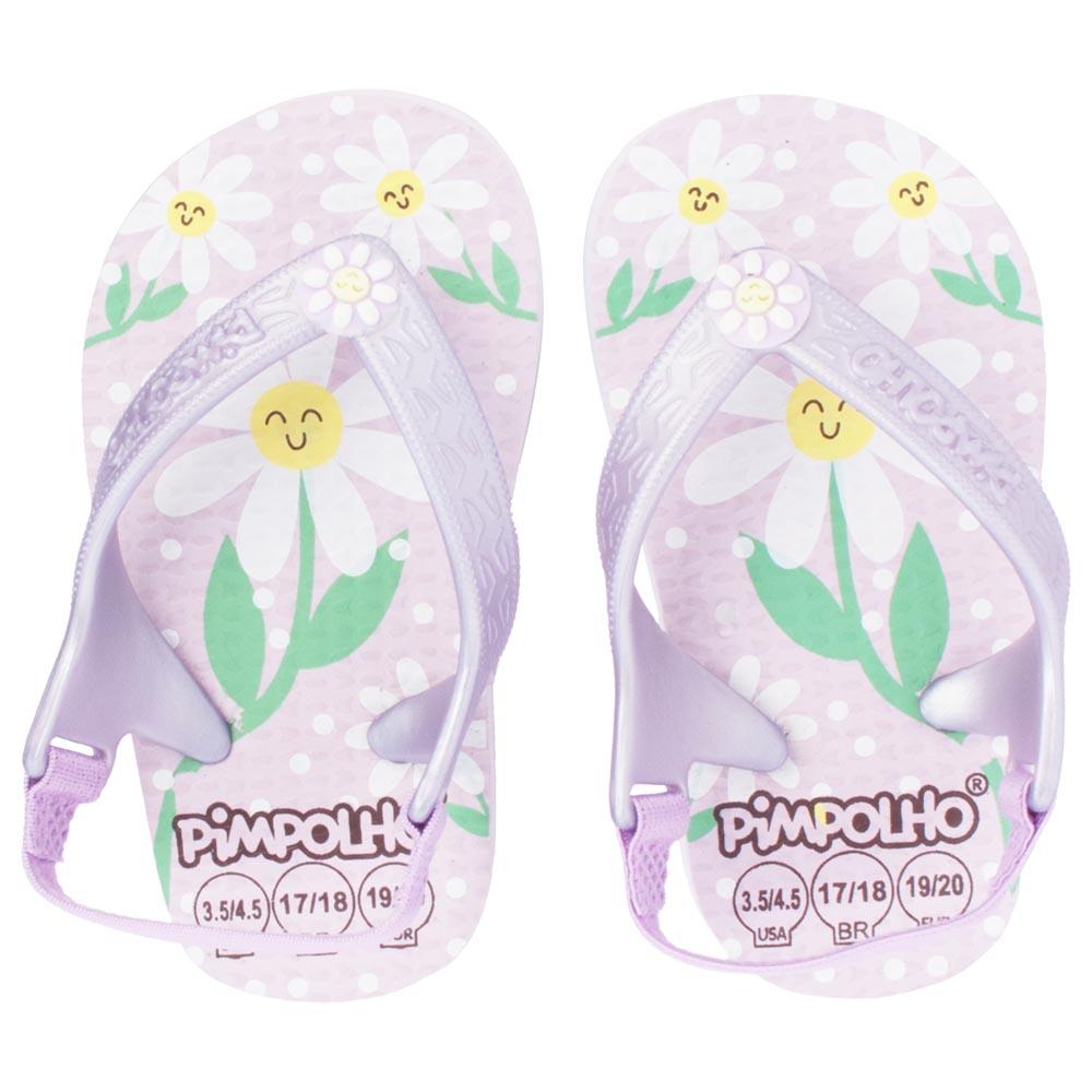 Chinelo Praiana Baby Lilás/Flores Feminino Pimpolho