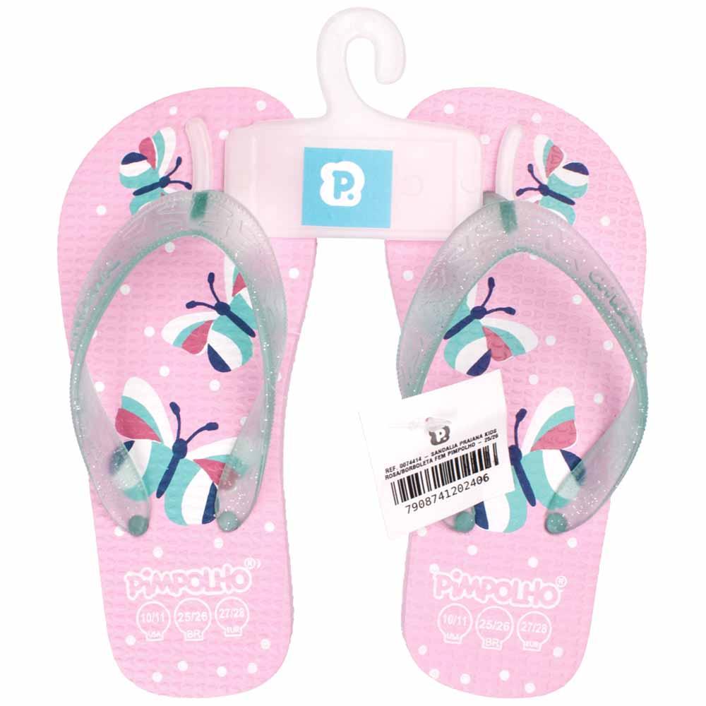Chinelo Praiana Kids Rosa/Borboleta Fem Pimpolho