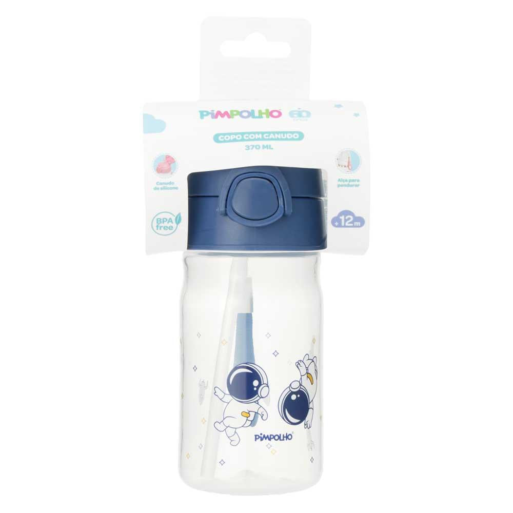 Copo Infantil Com Canudo Silicone 370ml Pimpolho