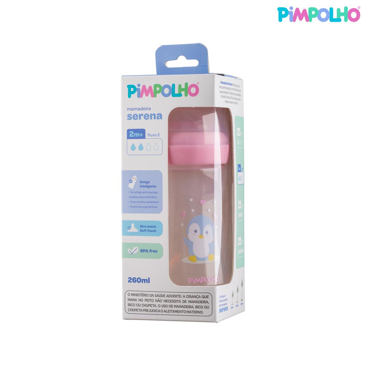 Mamadeira Serena Pinguim Rosa Pimpolho Antirefluxo BPA Free