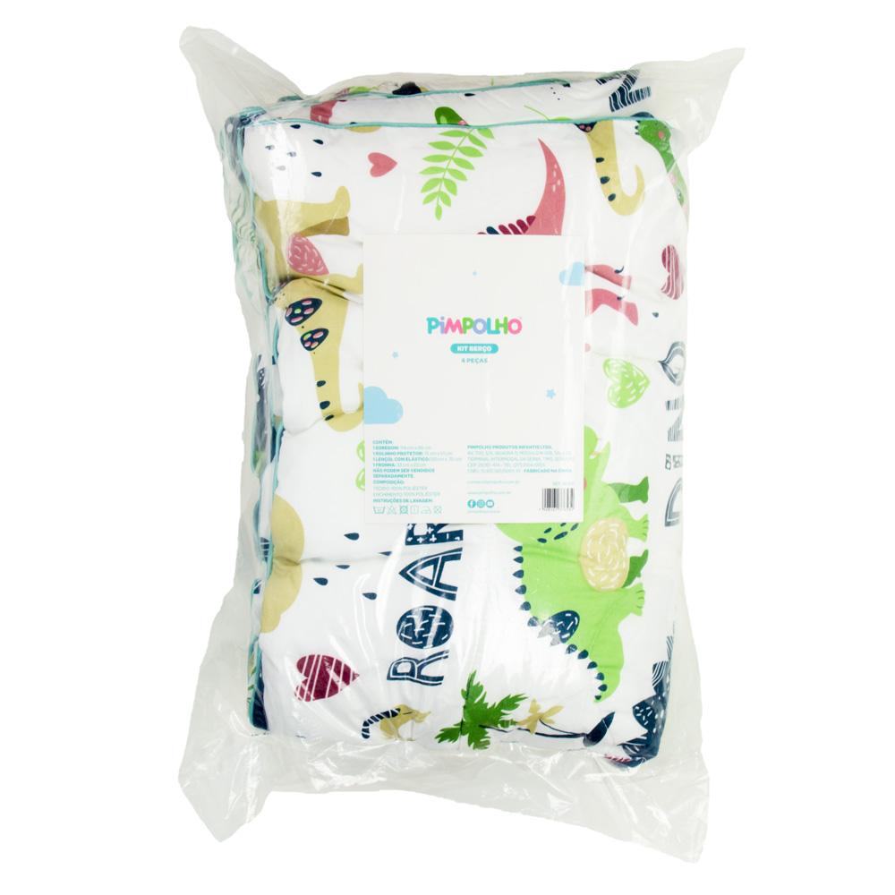 Kit Berço 4 Peças Lençol, Protetor, Fronha E Edredom Pimpolho