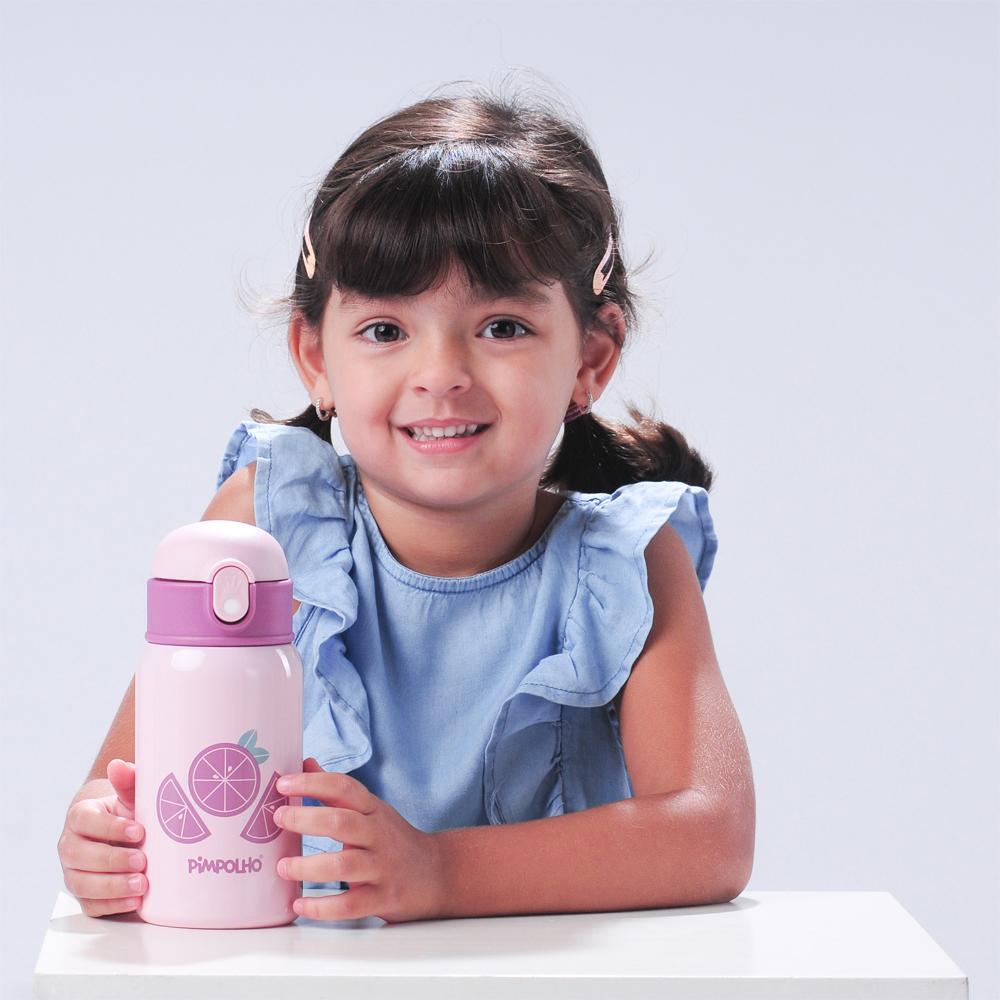 Garrafa Térmica Pimpolho Inox 400ml Com Canudo Infantil