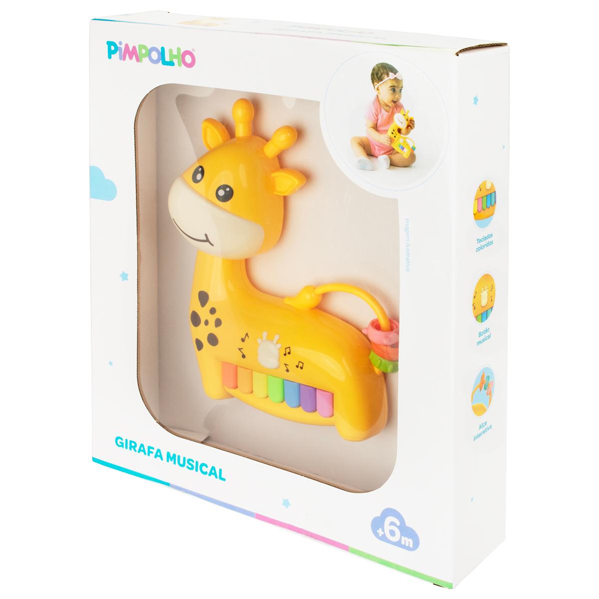 Brinquedo Girafa Musical Infantil Pimpolho - Laranja