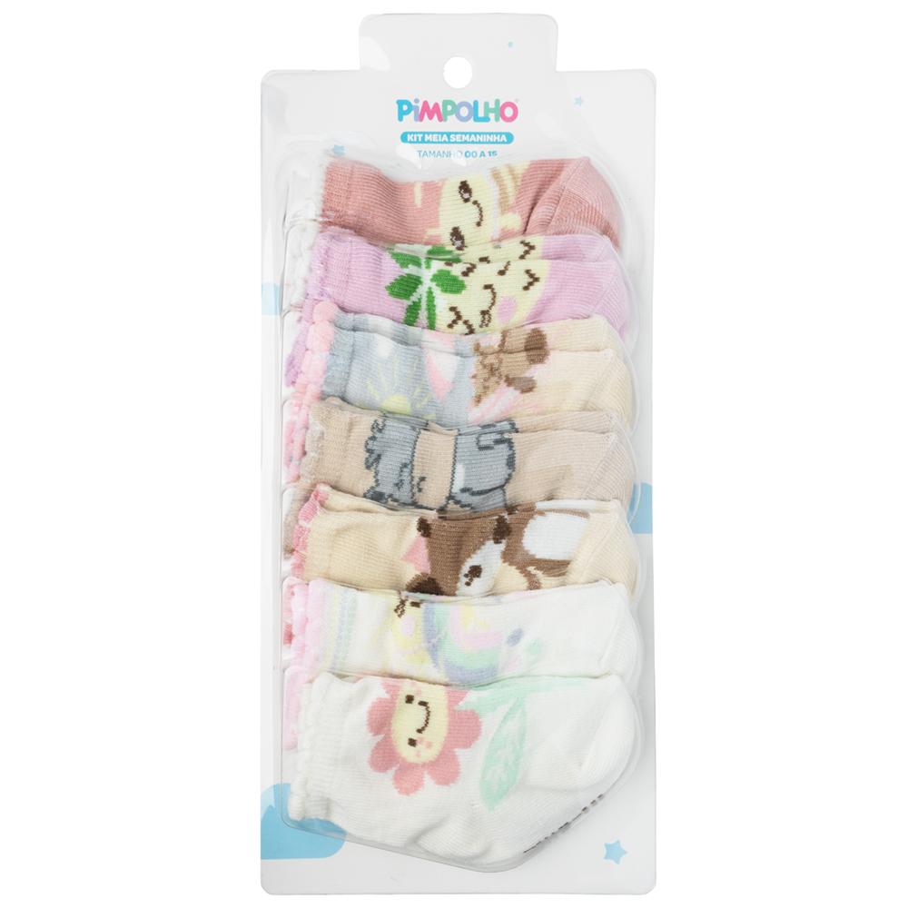 Kit Meia Semaninha Com 7 Prs 00-15 Feminino Pimpolho