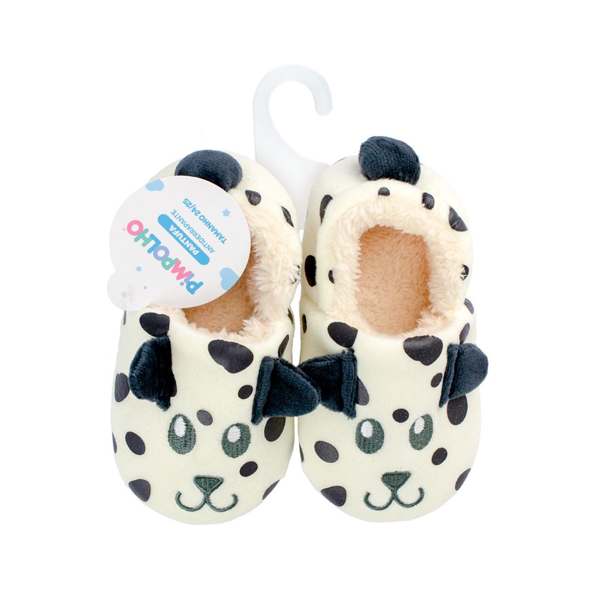 Pantufa Infantil Antiderrapante Pelúcia Dalmata Pimpolho