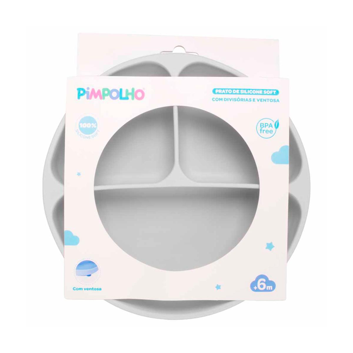 Prato Infantil Silicone Com Divisória Ventosa Soft Pimpolho