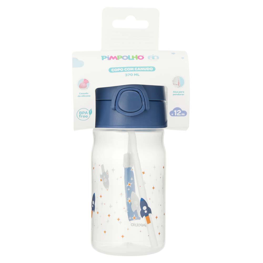 Copo Infantil Com Canudo Silicone 370ml Pimpolho