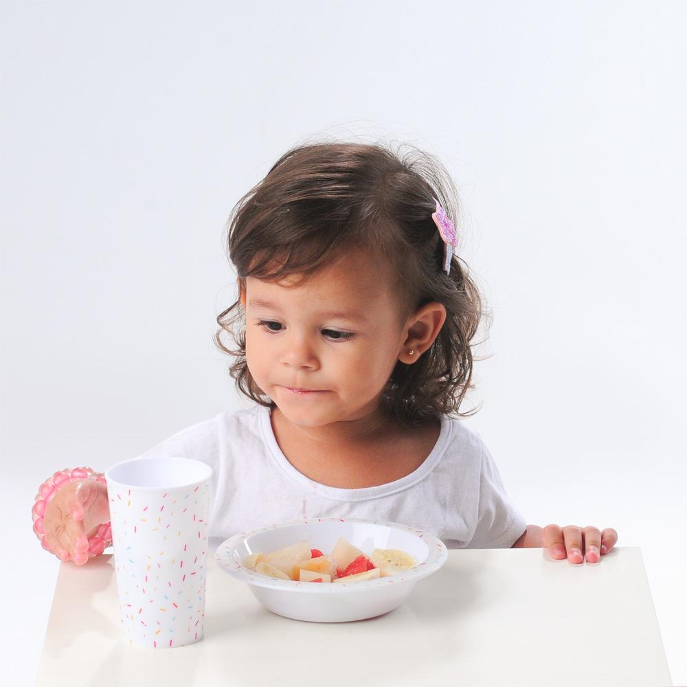 Kit Alimentação Infantil Pimpolho 3 peças Prato Tigela Copo