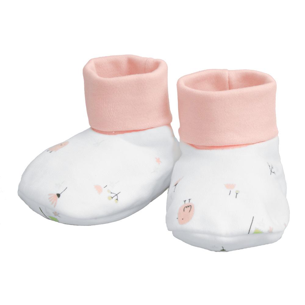 Kit Presente 5 Peças 0-6 Meses: Camiseta, Babador, Tapa Fraldas, Touca E Sapatinho Fem Pimpolho