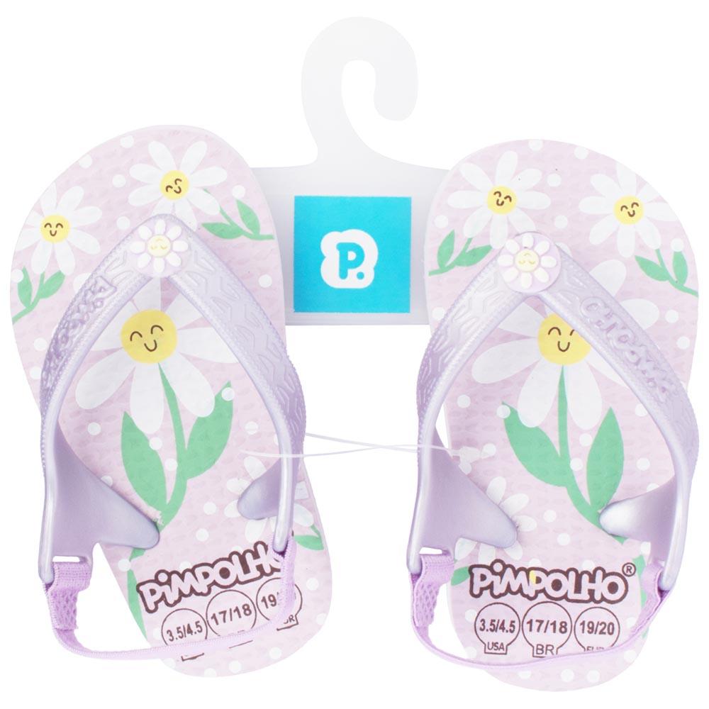 Chinelo Praiana Baby Lilás/Flores Feminino Pimpolho