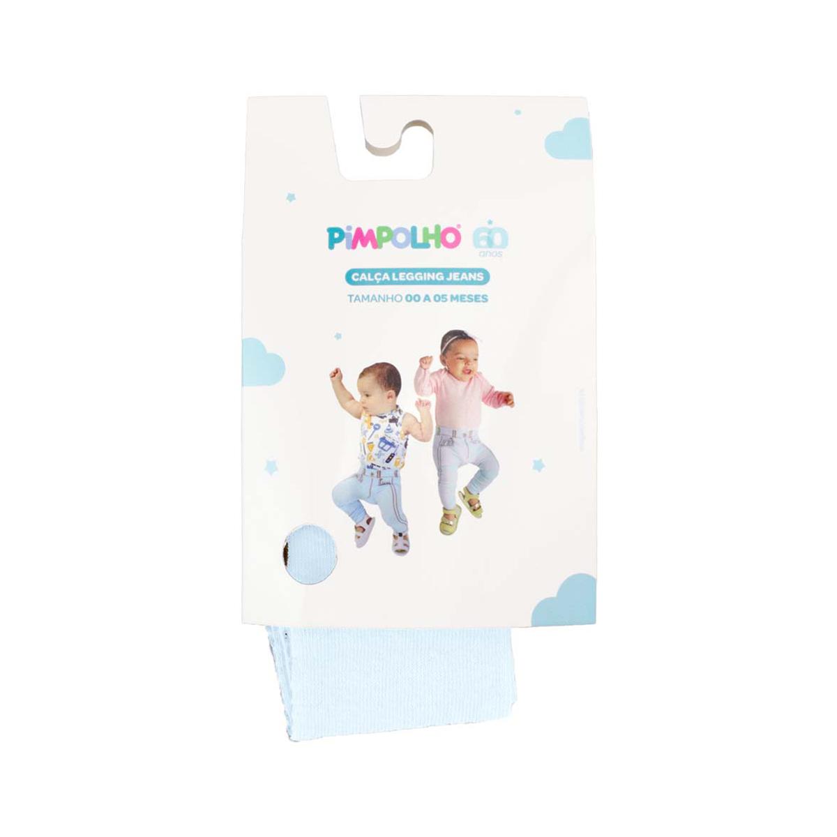 Calça Legging Jeans Infantil Bebê 00 a 05 Meses Pimpolho