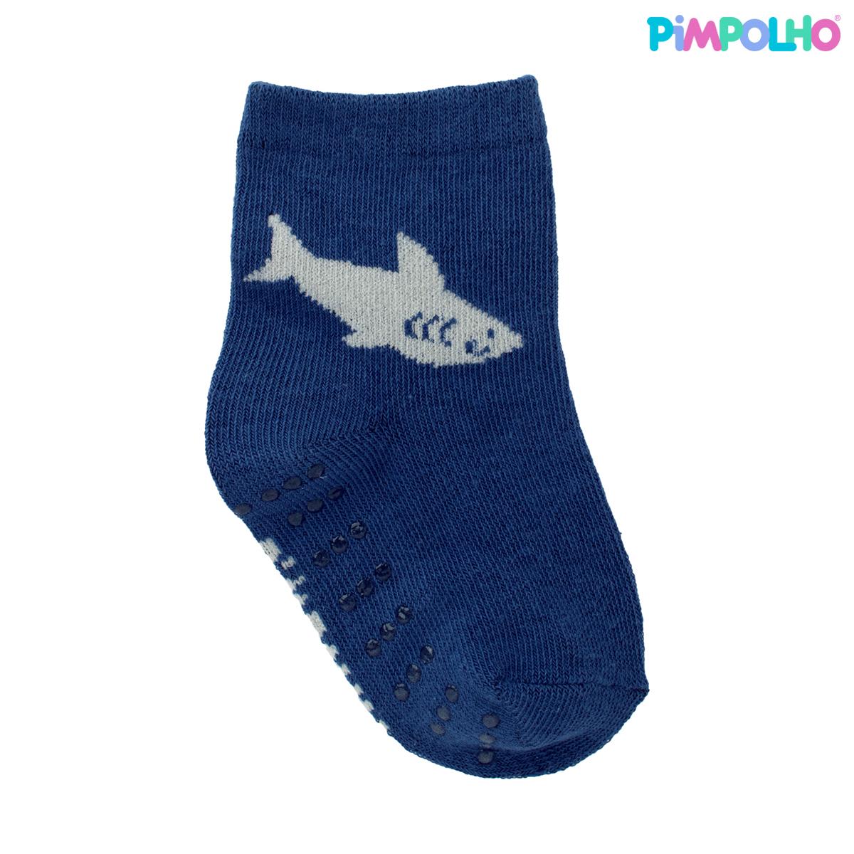 Kit Meia Colorida Antiderrapante 3 Pares Pimpolho