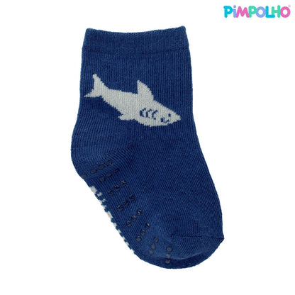 Kit Meia Colorida Antiderrapante 3 Pares Pimpolho