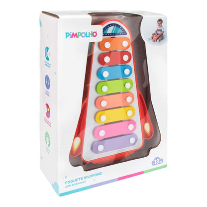 XILOFONE FOGUETE COM RODINHAS INFANTIL PIMPOLHO - COLORIDO