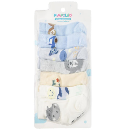 Kit Meia Semaninha Com 7 Prs 00-15 Masculino Pimpolho