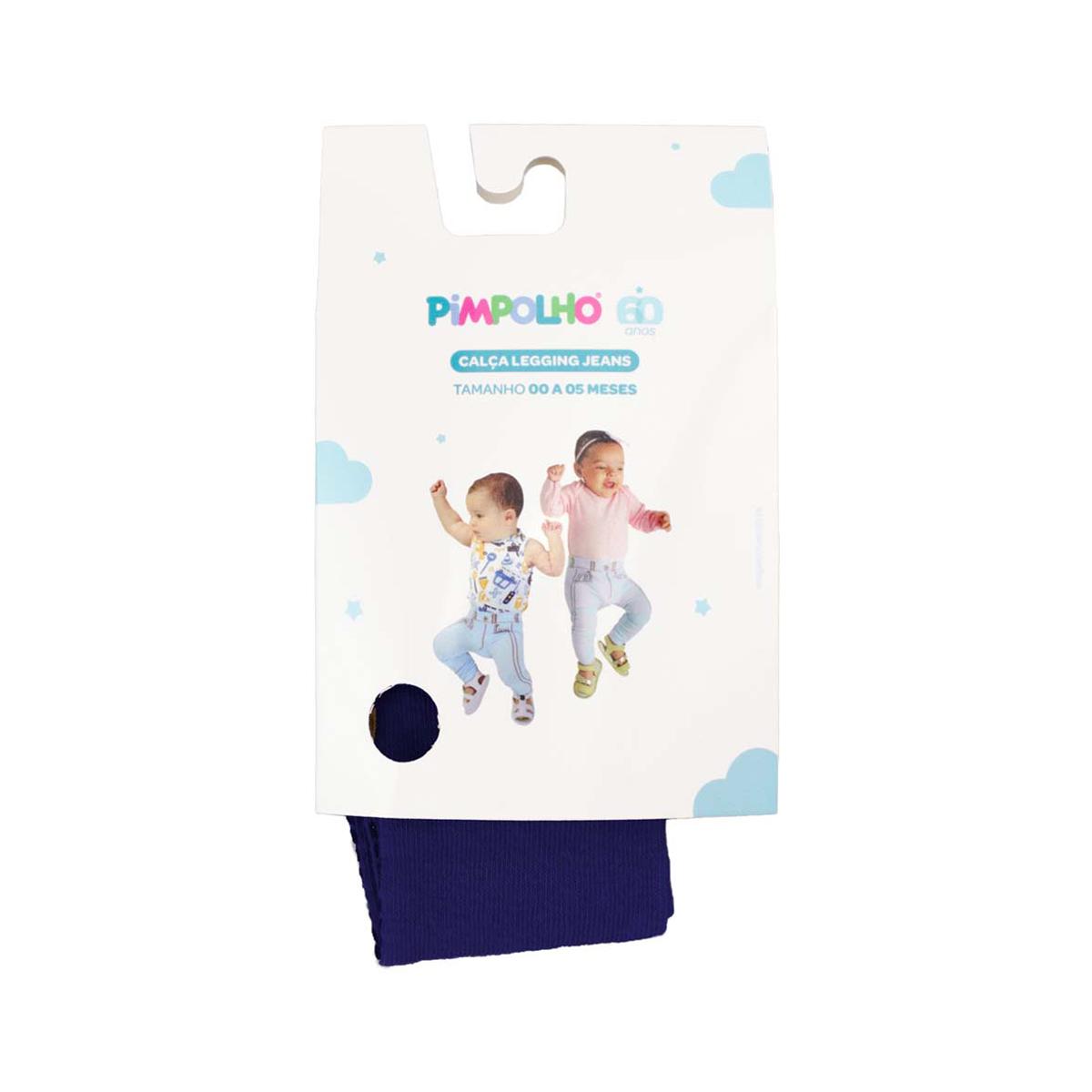 Calça Legging Jeans Infantil Bebê 00 a 05 Meses Pimpolho