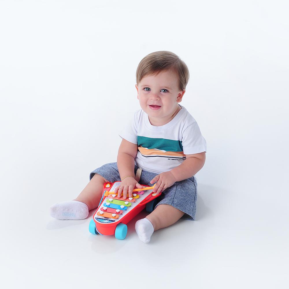 XILOFONE FOGUETE COM RODINHAS INFANTIL PIMPOLHO - COLORIDO