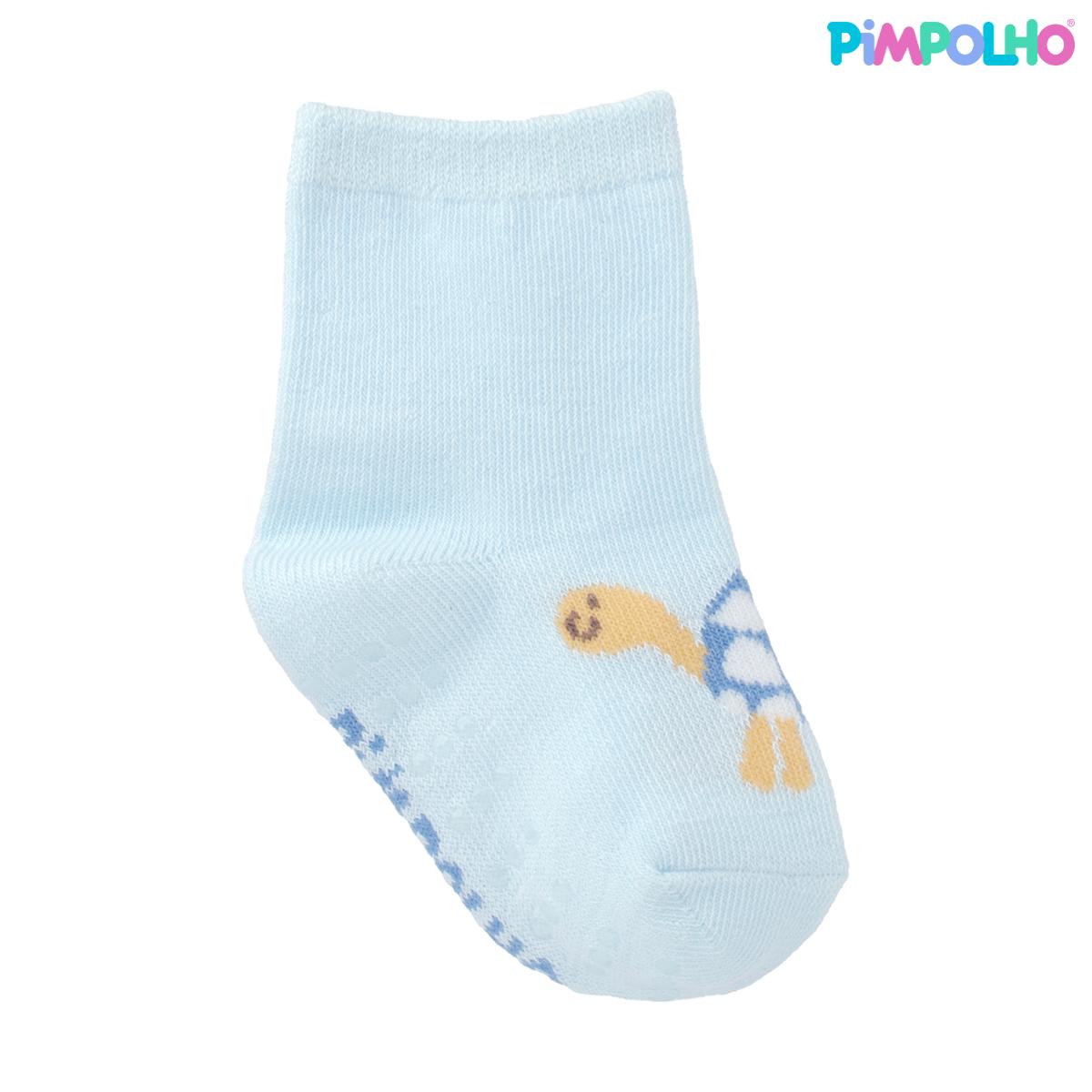 Kit Meia Colorida Antiderrapante 3 Pares Pimpolho