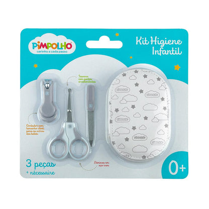 Kit Cuidados Bebê 3 Pçs Necessaire Tesoura Lixa Pimpolho