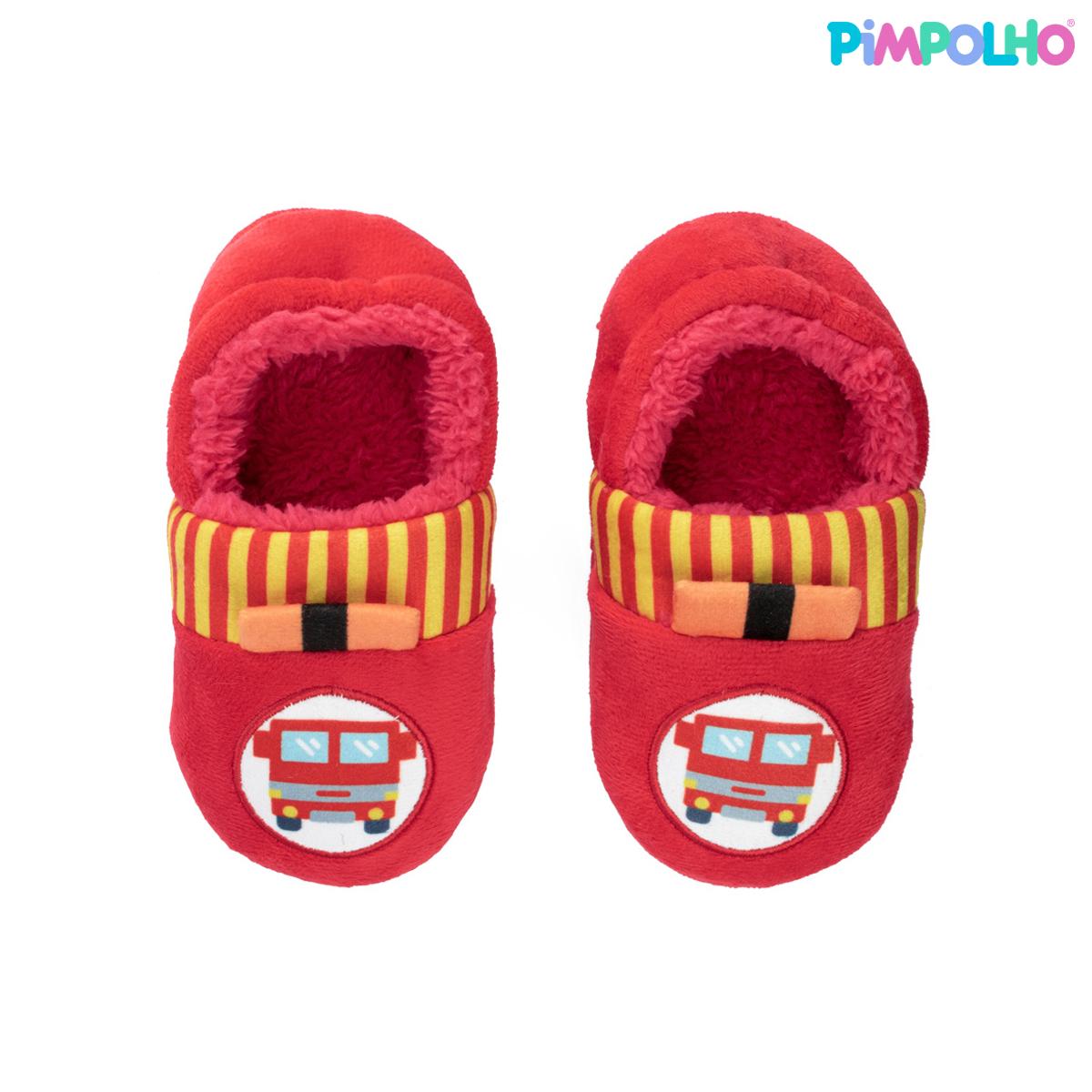 Pantufa Infantil Antiderrapante Pelúcia Bombeiros Pimpolho