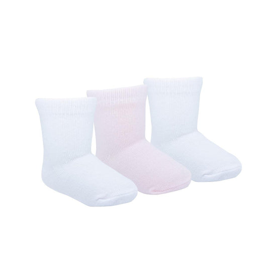 Kit Meias Cano Alto 3 Pares RN Branca/Rosa Pimpolho